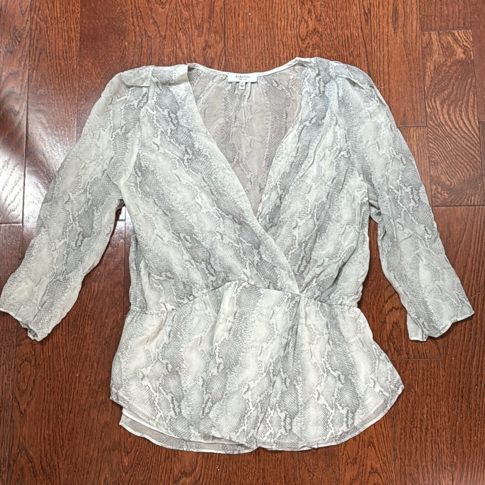 ARITZIA BABATON SILK ALEXANDER BLOUSE - SNAKE PRINT